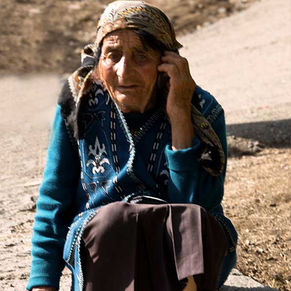 Elderly lady on mobile